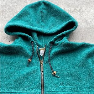 Vintage LL Bean fleece full zip hooded jacket teal